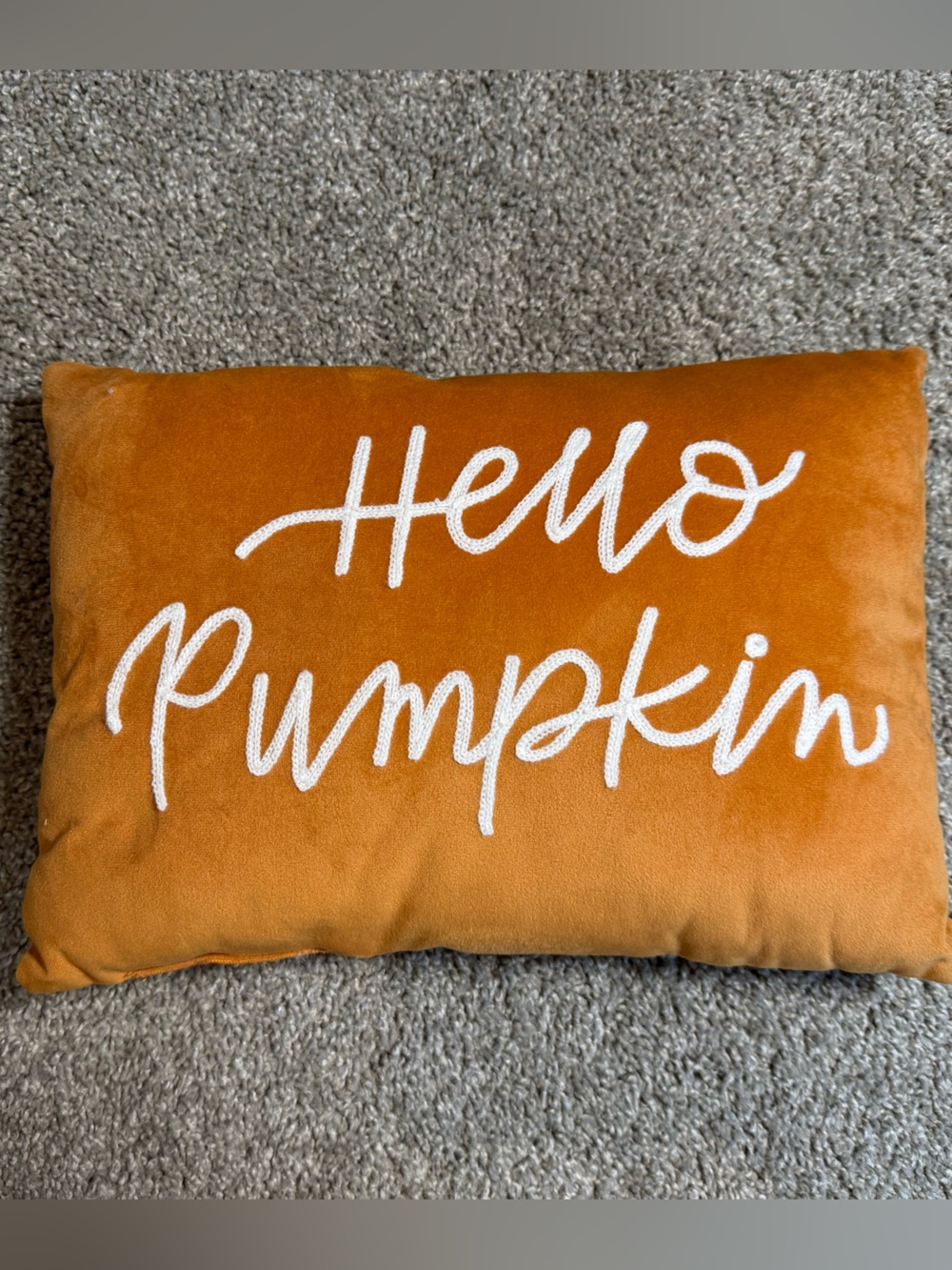 Hello Pumpkin Orange Holiday Pillow - Seasonal Decorative Accent